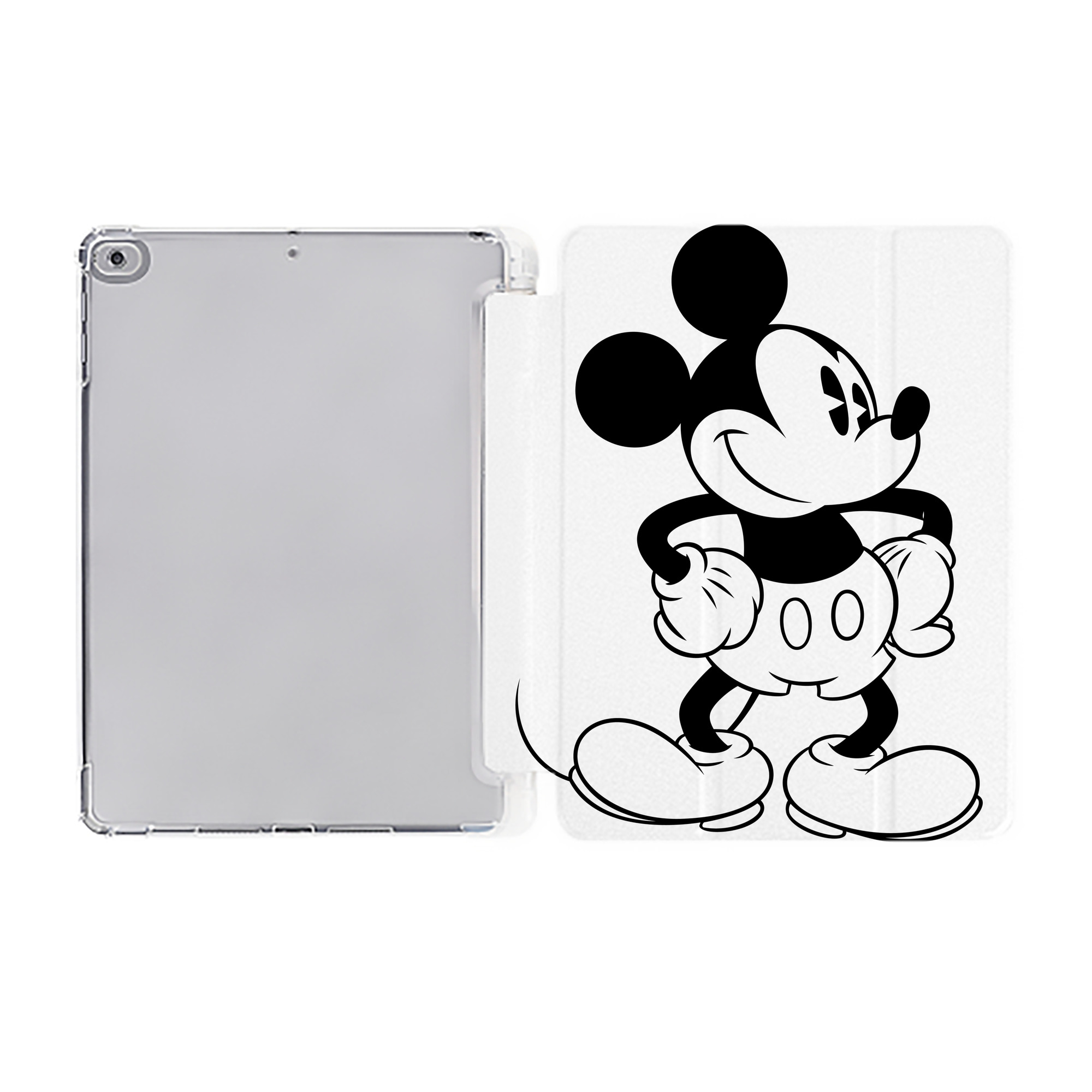 ミッキーマウス Mickey Mouse IPad ケース ペン収納付き 三つ折りスタンド PUレザー×シリコン 対応機種9.5/10.5/10.9インチ